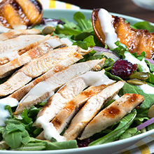 Chicken and Grilled Peach Arugula Salad