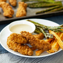 Chicken and Veggie Sheet Pan Dinner with Tahini Dipping Sauce