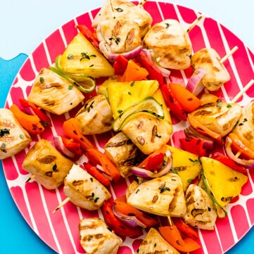 Hawaiian Luau Chicken Kebabs with Chili Dipping Sauce