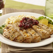 Grilled Orange Maple Glazed Chicken Breast with Cranberry Relish
