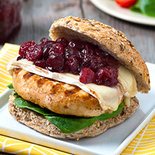 Turkey Burgers with Cranberry Chutney and Brie
