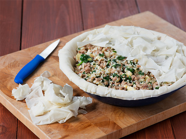 Step 3 Turkey Spanikopita Pie Step 3