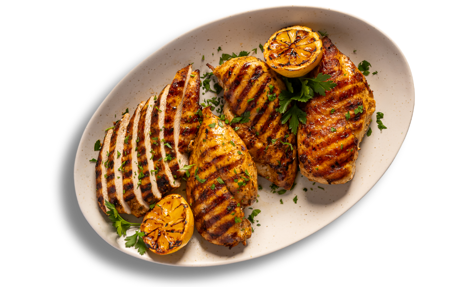 Plate of grilled chicken