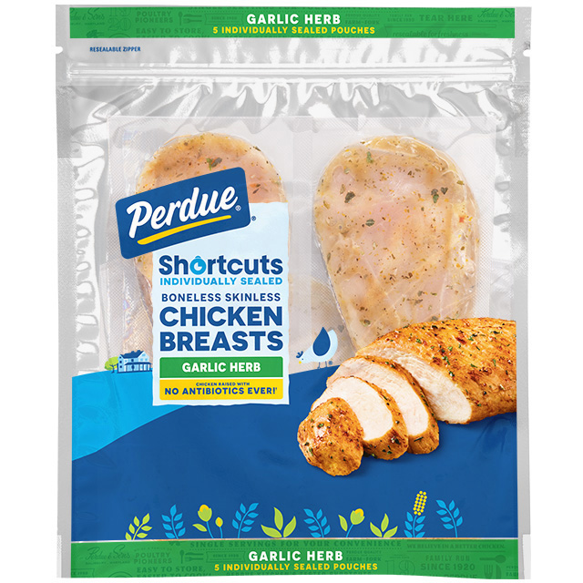 PERDUE® SHORTCUTS® Individually Sealed Boneless Skinless Chicken Breasts, Garlic Herb