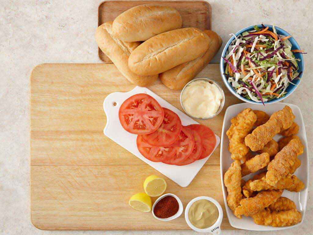 Air Fried Crispy Chicken Po'Boy with Spicy Remoulade Slaw