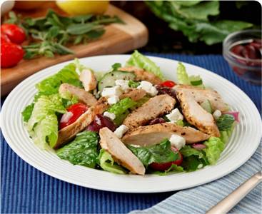 Greek Tomato and Feta Salad with Chicken and Lemon-Oregano Vinaigrette