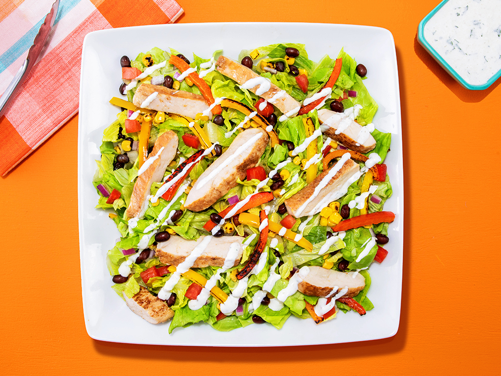 SOUTHWEST CHICKEN SALAD WITH ROASTED CORN AND PEPPERS