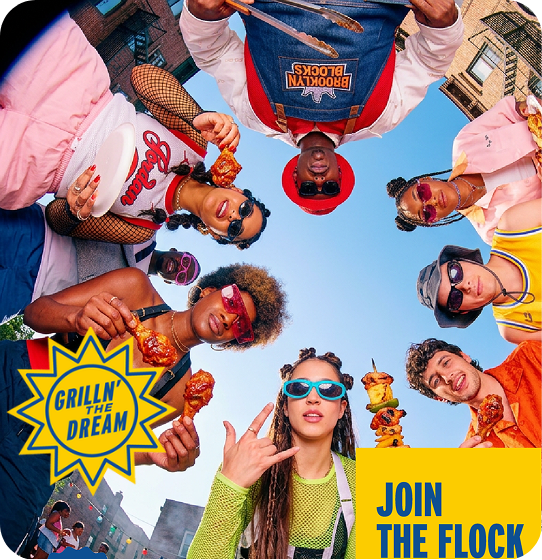 Join the flock, people standing in a circle 