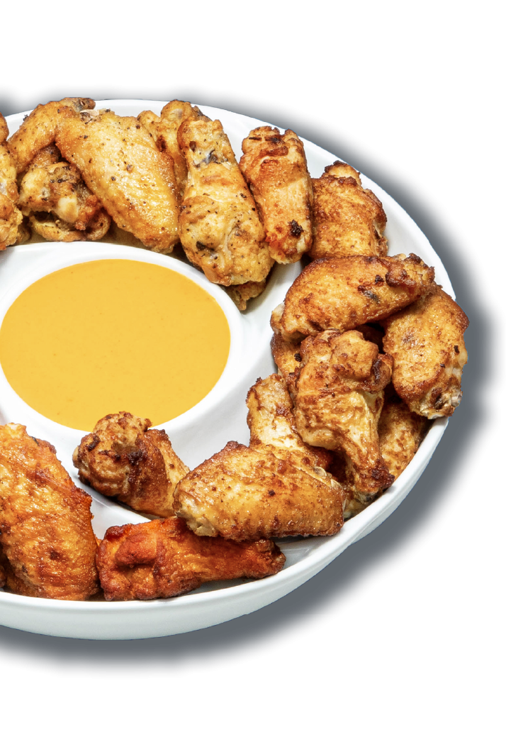 Air fryer wings plater with sauce 