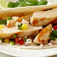 Grilled Chicken Tacos and Spicy Mango Salsa