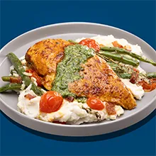 Grilled Espresso Rubbed Chicken with Green Chili Pesto