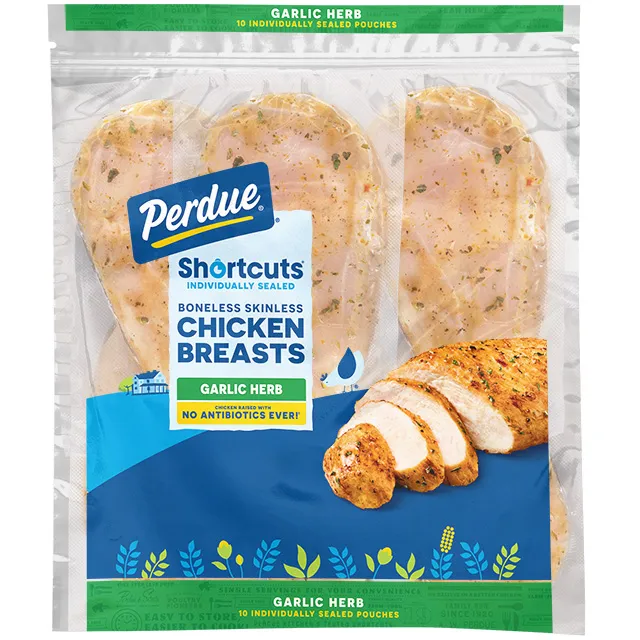 PERDUE&reg; SHORTCUTS&reg; Individually Sealed Boneless Skinless Chicken Breasts, Garlic Herb, 3lb Club Pack