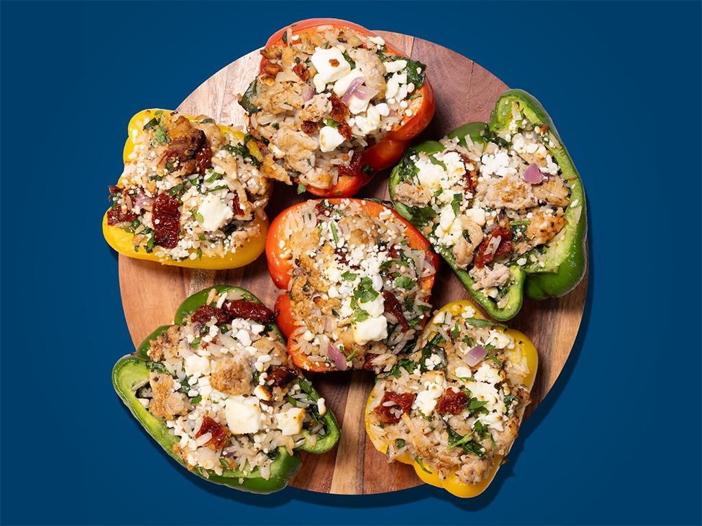 Greek Stuffed Peppers With Spinach & Artichoke