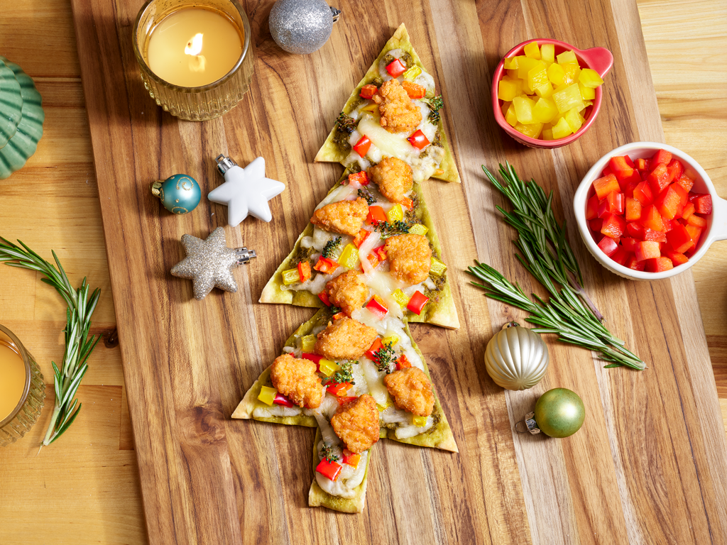 Christmas Tree Chicken Flatbreads