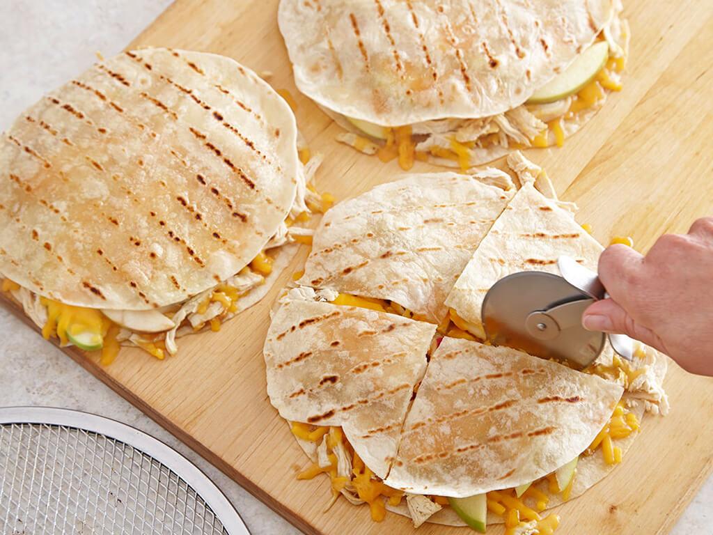 Grilled Chicken Quesadillas with Apple and Cheddar