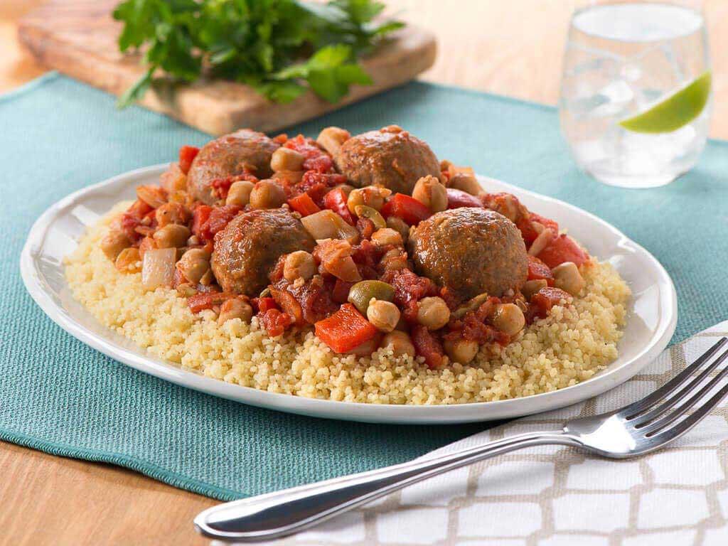 Moroccan Chicken Meatballs with Chickpea Stew