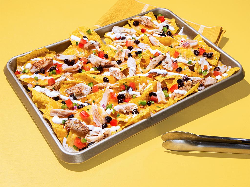 SHEET PAN LOADED CHICKEN NACHOS