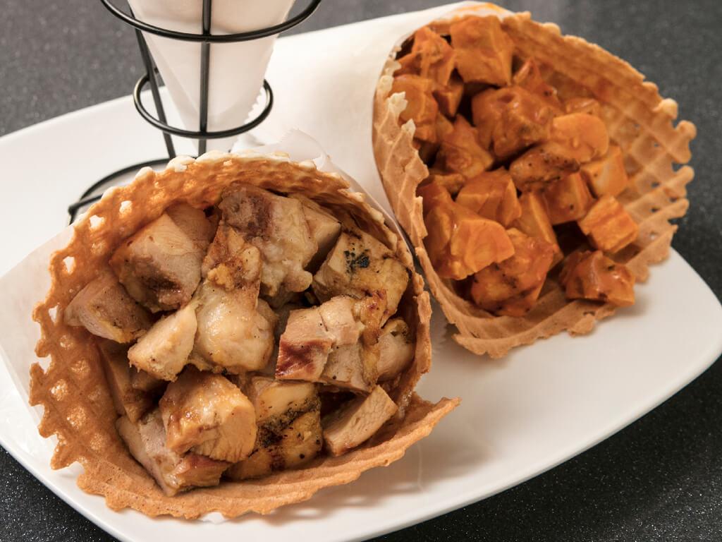 Flavored Grilled Chicken Bites Cones