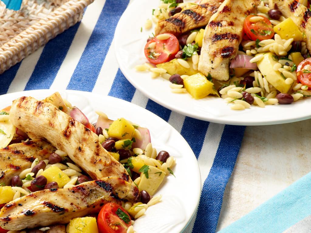 Grilled Mango Chicken Orzo Salad